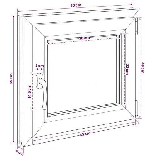  Unutarnja boja prozora u podrumu bijela RISOR 60 x 55 cm - Bijela 60 x 55 cm (Dvostruki sloj) Naginjanje i okretanje desno Slike