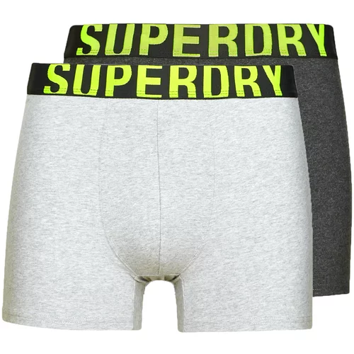 Superdry BOXER DUAL LOGO DOUBLE PACK Siva