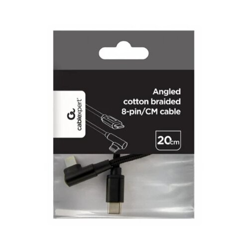 Gembird CC-USB2-CMLML-0.2M Kabl USB-C na 8pin pod uglom 0,2m Black Slike