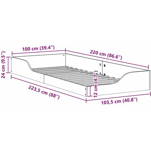 Krevetna konstrukcija Smeđa 100 x 220 cm Čvrsto borovo drvo Bež Slike