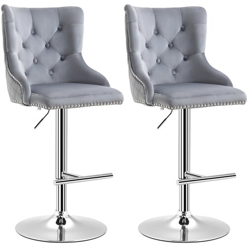 HOMCOM komplet barskih stolov poliester(100%), jeklo, pena 49D x 60&Scaron; x 123V cm Siv+Srebrn, (5000242650) Cene