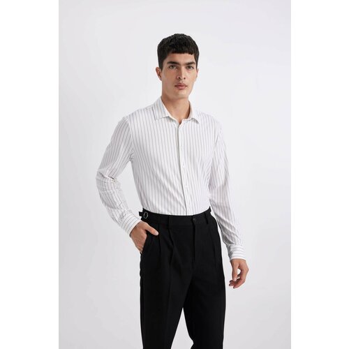 Defacto Slim Fit Polo Collar Striped Long Sleeve Shirt Slike