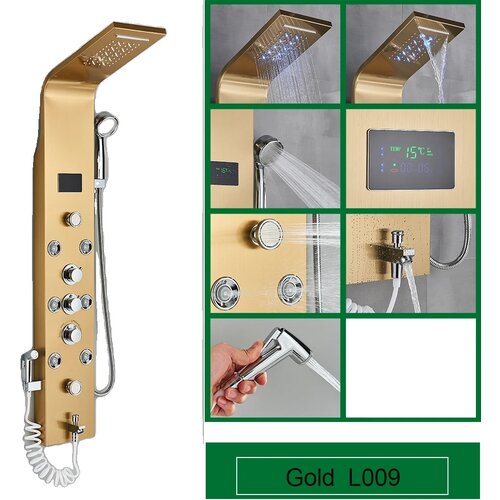 SAFLIHCAR LED tu&amp;scaron; panel, sodoben dizajn, SPA masažni curki, pameten prikaz temperature, zlato 8009, (5000159214) Slike