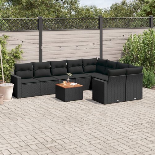  10-dijelni set vrtnih sofa s jastucima crni od poliratana Cijene
