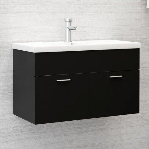 vidaXL Omarica za umivalnik črna 80x38,5x46 cm iverna plošča Cene