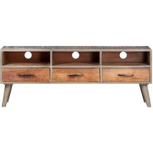 Maison Chic TV omarica - TV stojalo - Televizijska omarica siva 130x35x51 cm trden robusten mangov les, (21700476) Cene