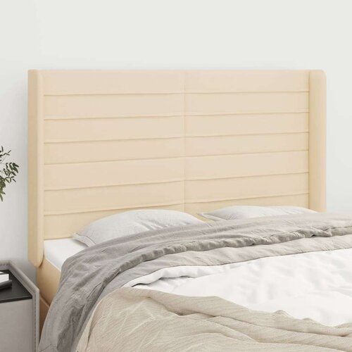  Uzglavlje s u&amp;scaron;ima krem 147x16x118/128 cm od tkanine Slike