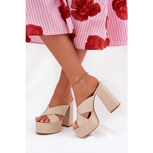 Boto Women's Platform And Heeled Sandals Beige Lenobos Cene