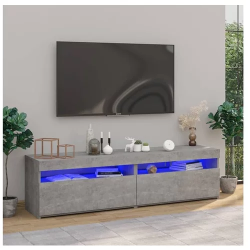  TV omarica 2 kosa z LED lučkami betonsko siva 75x35x40 cm