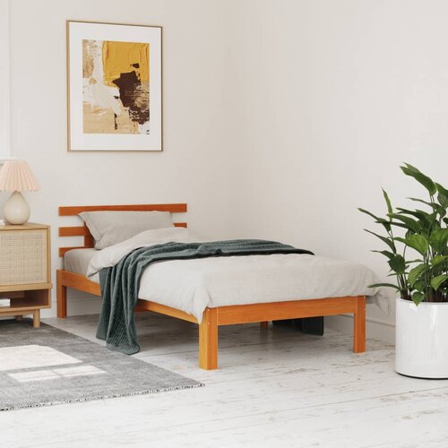 Furnova Posteljni okvir brez vzmetnice vo&amp;scaron;čeno rjav 90x190 cm borovina, (21942743) Slike