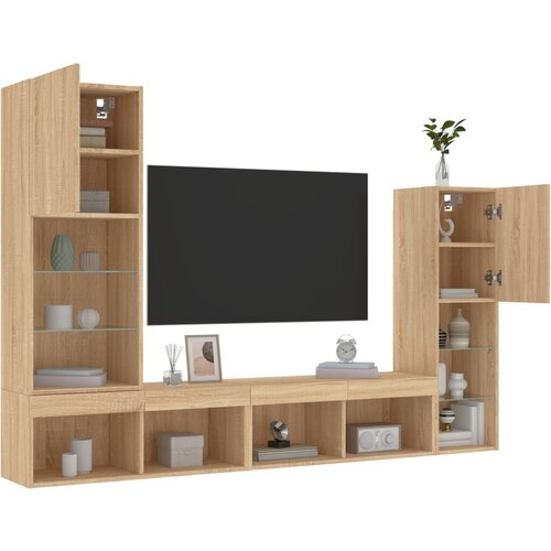 vidaXL Komplet TV omaric LED 4-delni sonoma hrast inženirski les Cene