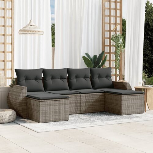vidaXL 6-dijelni set vrtnih sofa od poliratana s jastucima sivi Cijene