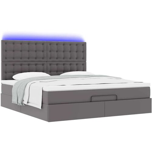 VidaXL Otomanski okvir kreveta s madracem sivi 160x200cm umjetna koža Slike