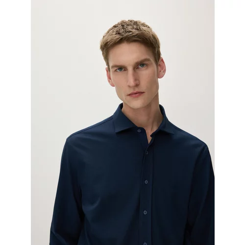 Reserved - Slim fit košulja od žerseja - mornarsko plava