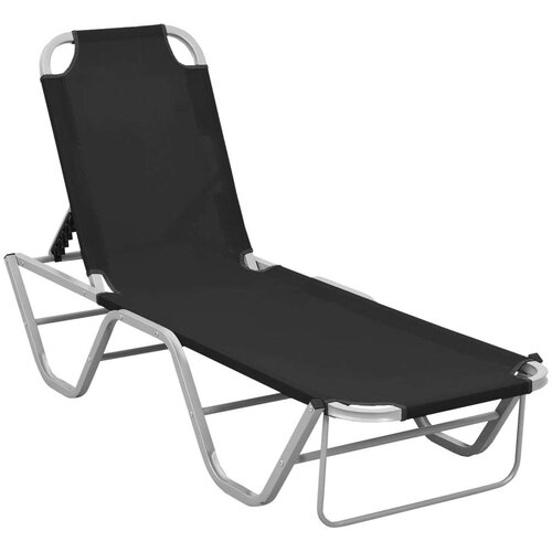  Ležaljka za sunčanje od aluminija i tekstilena crna Slike