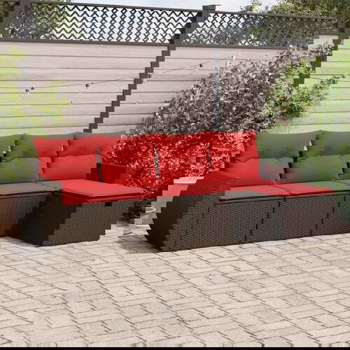 vidaXL 5-dijelni set vrtnih sofa s jastucima poliratan smeđi Cijene