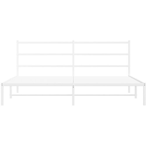  Metalni okvir za krevet s uzglavljem bijeli 193x203 cm Slike