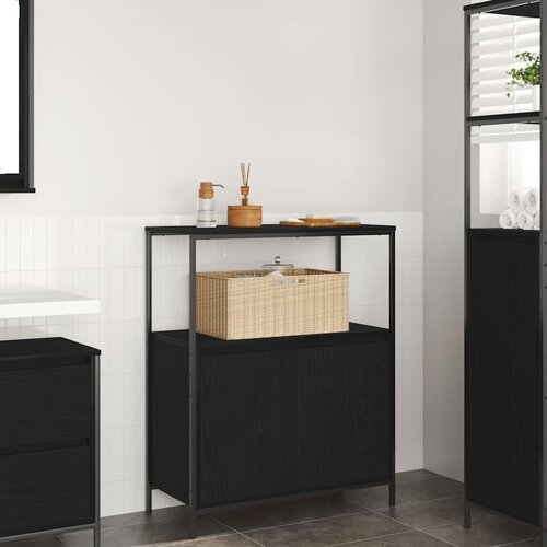 vidaXL Kopalniška omarica s policami črni hrast 76,5x35x95 cm Cene