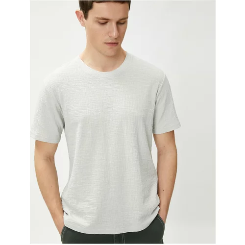 Koton Basic T-Shirt. Textured Crew Neck Slim Fit Cotton.