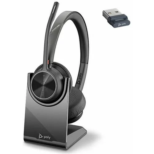 Poly Brezžične Bluetooth slušalke Plantronics Voyager 4320 UC črne (218476-01) s stojalom