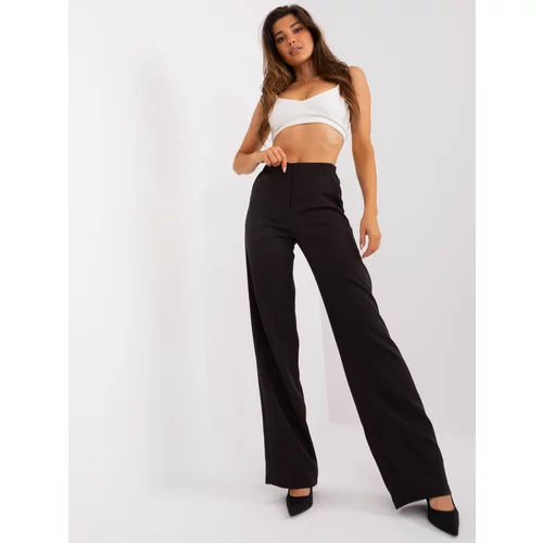 Fashion Hunters Black fabric trousers with wide legs