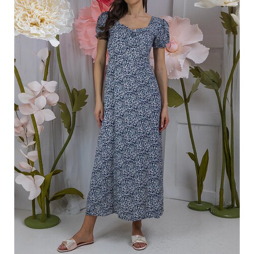Gemre Blue maxi dress with Amande neckline Slike