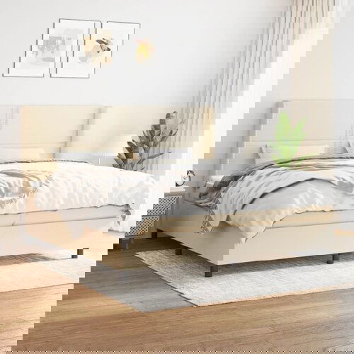 The Living Store Box spring postelja z vzmetnico krem 200x200 cm blago - Box Spring Postelja, (21512833) Slike