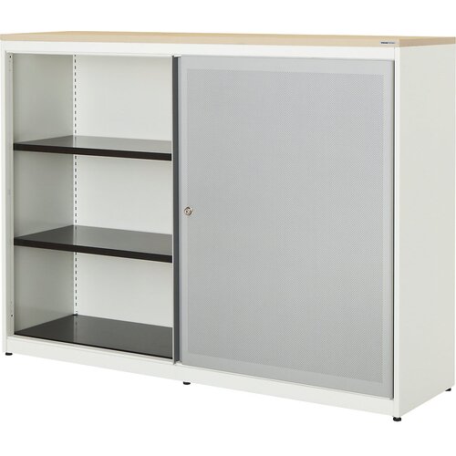 mauser Omara z drsnimi vrati, akustični učinek, plošča iz umetne mase, VxŠxG 1180 x 1600 x 432 mm, 2 x 2 polici, čista bela / aluminijasto siva / javo Cene