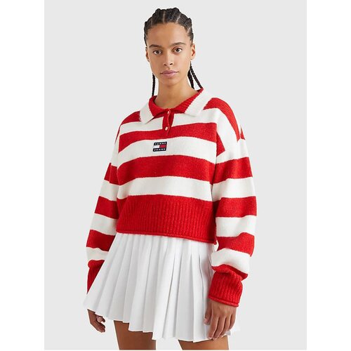 Tommy Hilfiger White-red ladies striped sweater Tommy Jeans - Women Slike