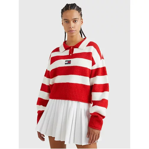 Tommy Hilfiger White-red ladies striped sweater Tommy Jeans - Women