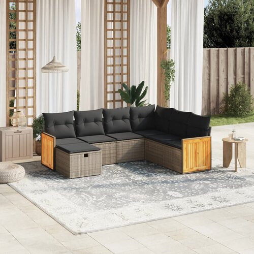  7-dijelni set vrtnih sofa sivi od poliratana Cijene