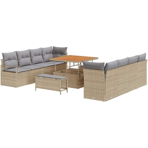 vidaXL Vrtna sedežna garnitura z blazino 11 pcs Bež poli ratan, (5000155502) Cene