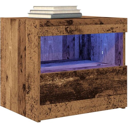  Noćni ormarić s LED svjetlima od starog drva 50x40x45 cm Slike