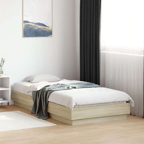  Okvir kreveta s LED svjetlima boja hrasta sonome 90 x 190 cm Slike