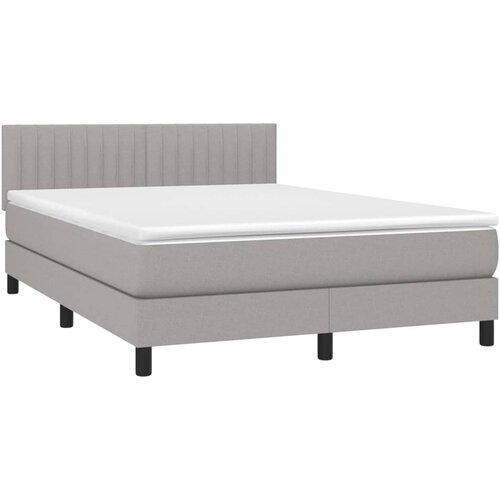  Krevet box spring s madracem LED svjetlosivi 140x190 cm tkanina Slike