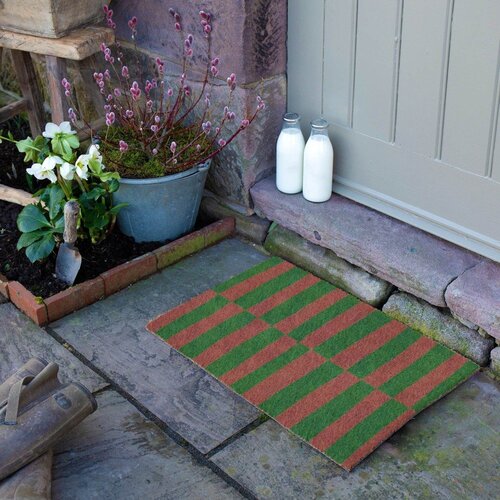 Artsy Doormats Predpražnik iz kokosovih vlaken 40x60 cm Pink &amp;amp; Green Half Stripes &amp;ndash; Slike