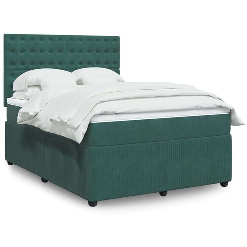  Box spring postelja z vzmetnico temno zelena 140x200 cm žamet, (21306528) Cene