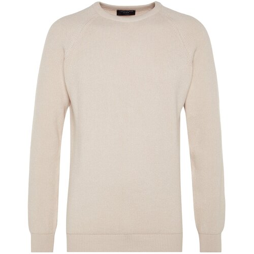 Trendyol Men&amp;#039;s Ecru Regular Fit Crew Neck Limited Edition Basic Knitwear Sweater. Slike
