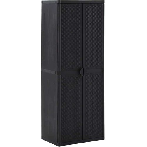 vidaXL Vrtni ormarić za pohranu crni 65 x 45 x 172 cm PP ratan Cene