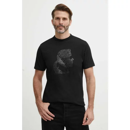 Karl Lagerfeld Bombažna kratka majica moška, črna barva, 542224.755082