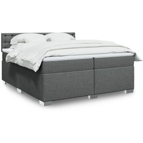VidaXL Box spring postelja z vzmetnico temno siva 200x200 cm blago Slike