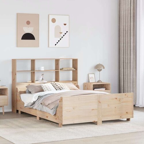 vidaXL Krevet s regalom za knjige bez madraca 140x190 cm masivno drvo Cene