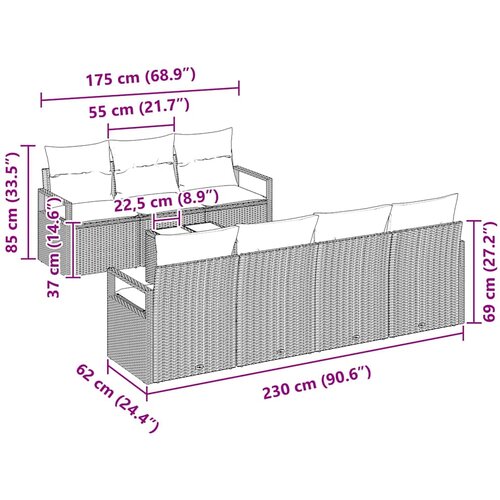  Set sofe 8 kom. 7-Broj sjedala Crna poliratan Slike