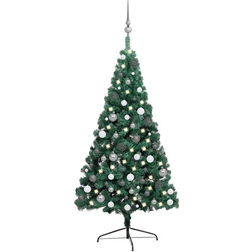 vidaXL umjetna polovica božićnog drvca LED s kuglicama zelena 240 cm Cene