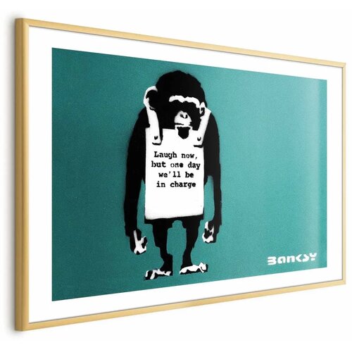  Plakat - Evil Monkey 60x40 Zlatni okvir s margom Cene