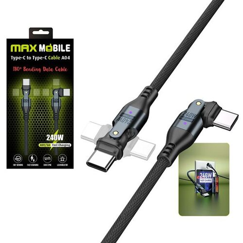Max Mobile DATA KABEL TYPE C-TYPE C A04 BLACK QC 240W,Dual rotate,1.2m Cijene