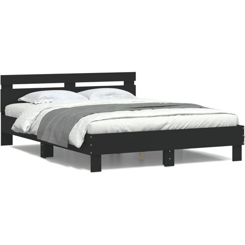 VidaXL Okvir za krevet s uzglavljem i LED crni 150x200 cm Slike