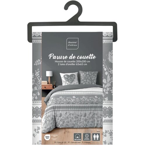 Douceur d int&amp;eacute;rieur Bela/siva bombažna posteljnina za zakonsko posteljo 200x200 cm Annie &amp;ndash; Slike