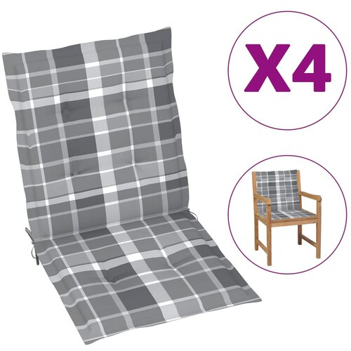 vidaXL Blazine za vrtne stole 4 kosi siv karo vzorec 100x50x3 cm Cene