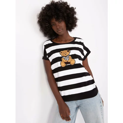 Fashion Hunters Black and white striped blouse with a round neckline